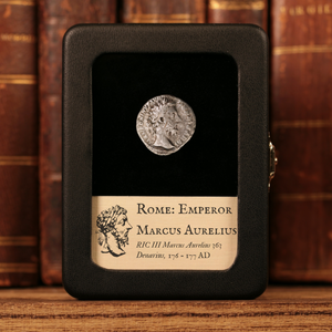 Rome, Emperor Marcus Aurelius, Silver Denarius, Pile of Arms Reverse - 176 to 177 CE - Roman Empire