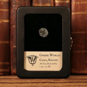 Caria, City of Rhodes, AE Unit, Rhodos & Rose - c. 350 to 300 BCE - Ancient Greece