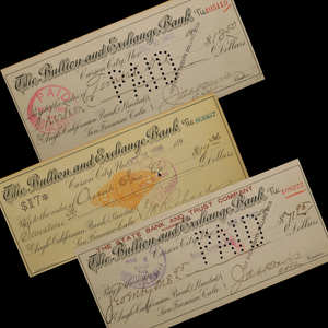 American Old West, Bullion & Exchange Bank Check, Carson City, Nevada - c. 1899 to 1903 CE - United States