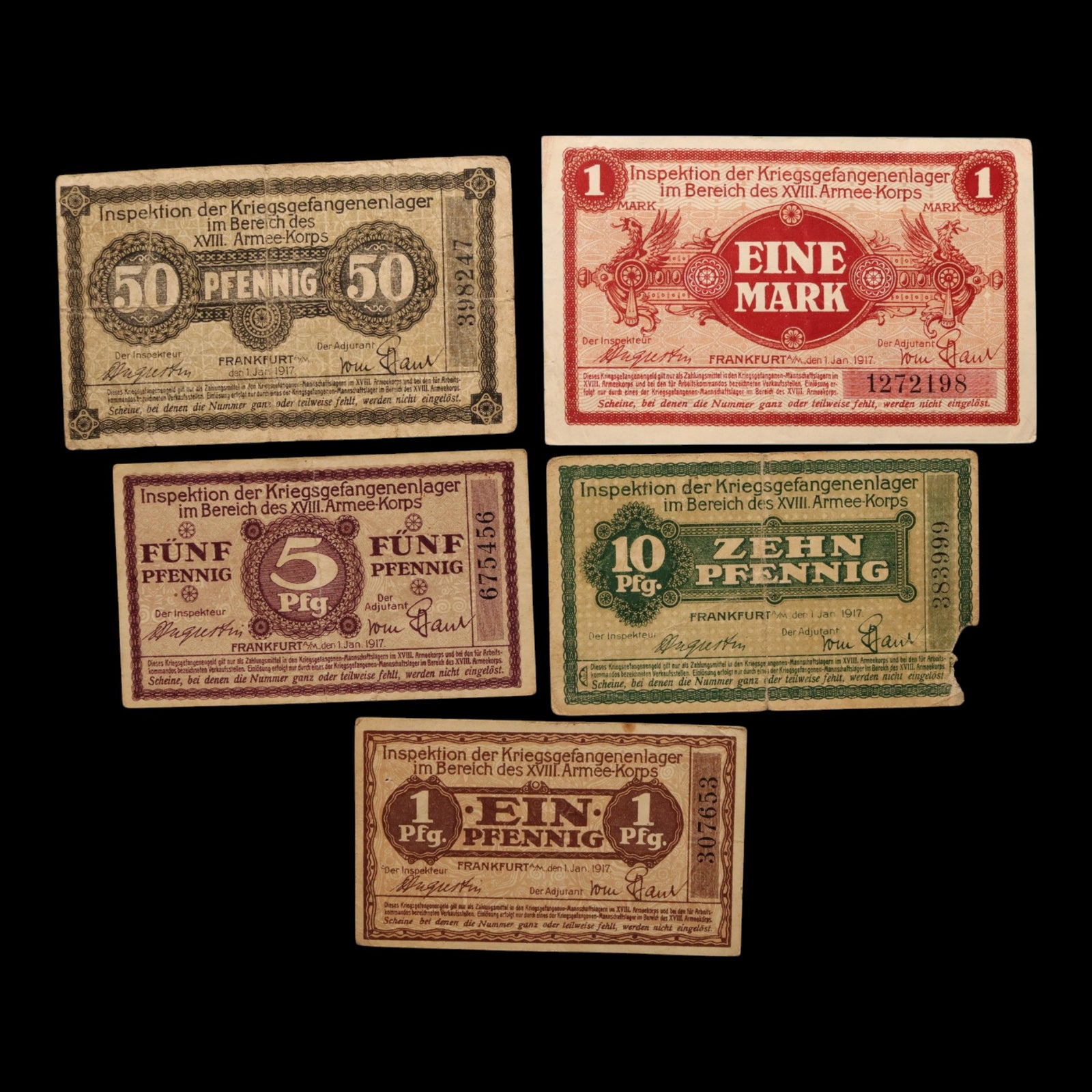 German Empire, City of Guhrau, 5, 50 Pfennig & 1 Mark (3 Notes)