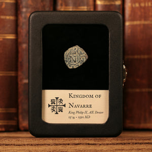 Kingdom of Navarre, King Philip IV, AE Denier - 1574 to 1591 CE - Spanish States