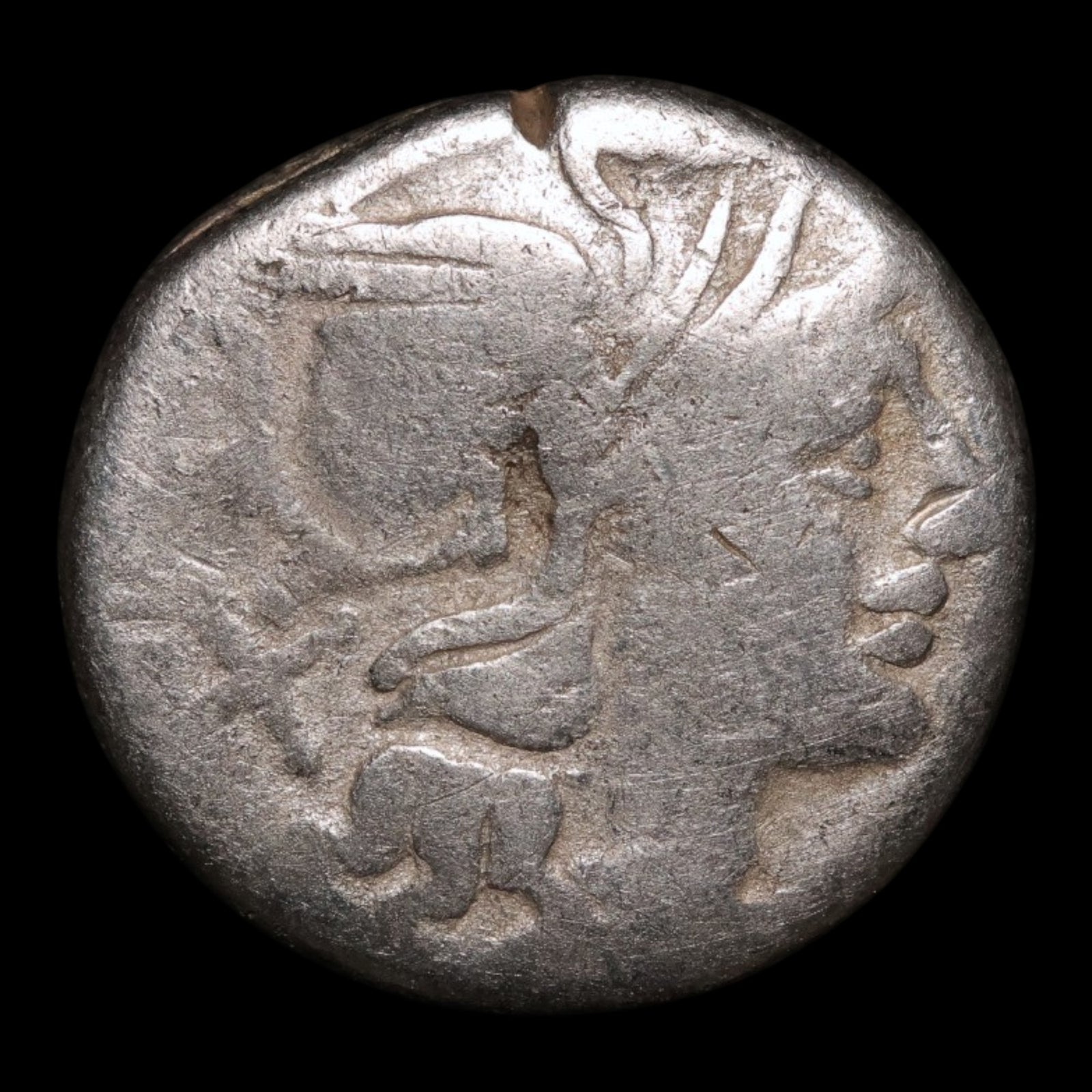Roman Republic, Decimius Flavus, AR Denarius, Roma & Luna - 150 BCE - Roman Republic