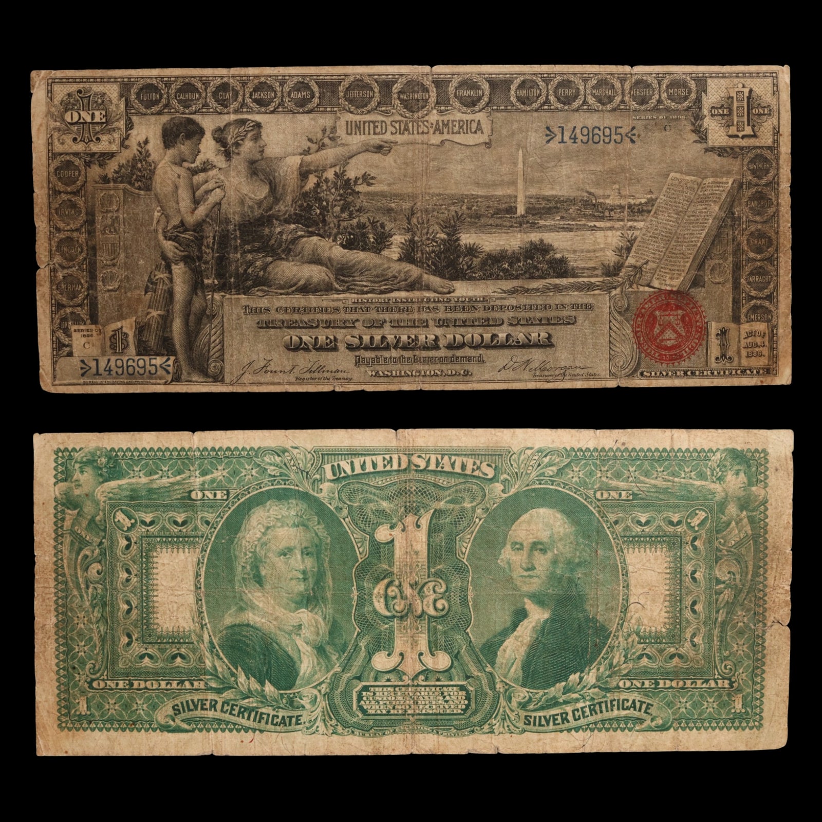 United States, $1 Silver Certificate, "Educational Series" (Rare Type) - 1896 - United States of America