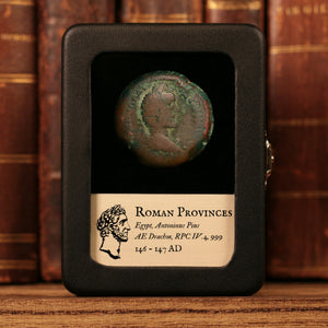 Egypt, Alexandria, Emperor Antoninus Pius, AE Drachm, Isis (Major Egyptian Goddess) - 146 to 147 CE - Roman Provinces