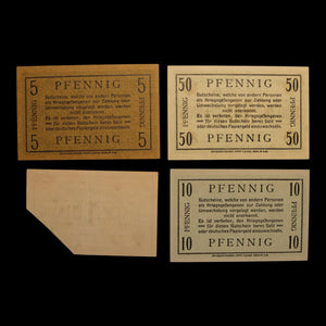 German Empire, Zossen-Halbmondlager (Muslim POW Camp), 1, 5, 10, 50 Pfennigs (4 Notes)