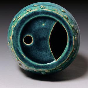 Qing Dynasty, Blue Glazes Drum Shaped Brush Washer (Calligraphy)