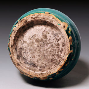 Qing Dynasty, Blue Glazes Drum Shaped Brush Washer (Calligraphy)