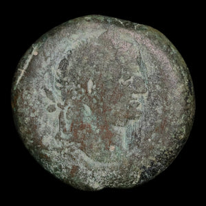 Egypt, Alexandria, Emperor Vespasian, AE Diobol, Serapis (Sun God) - 70 to 71 CE - Roman Provinces