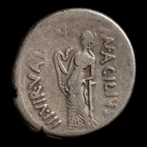 Roman Republic, Mn. Acilius, AR Denarius, Salus (Goddess of Safety) - 49 BCE - Roman Republic