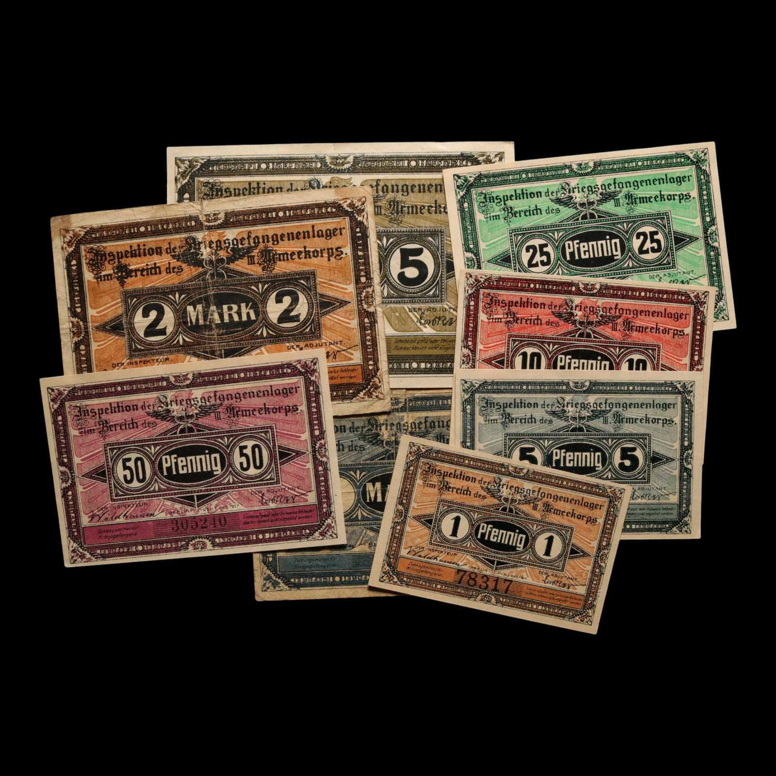 German Empire, District of Hohensalza, 5, 10 Pfennigs & 1 Mark (3 Notgeld Notes)