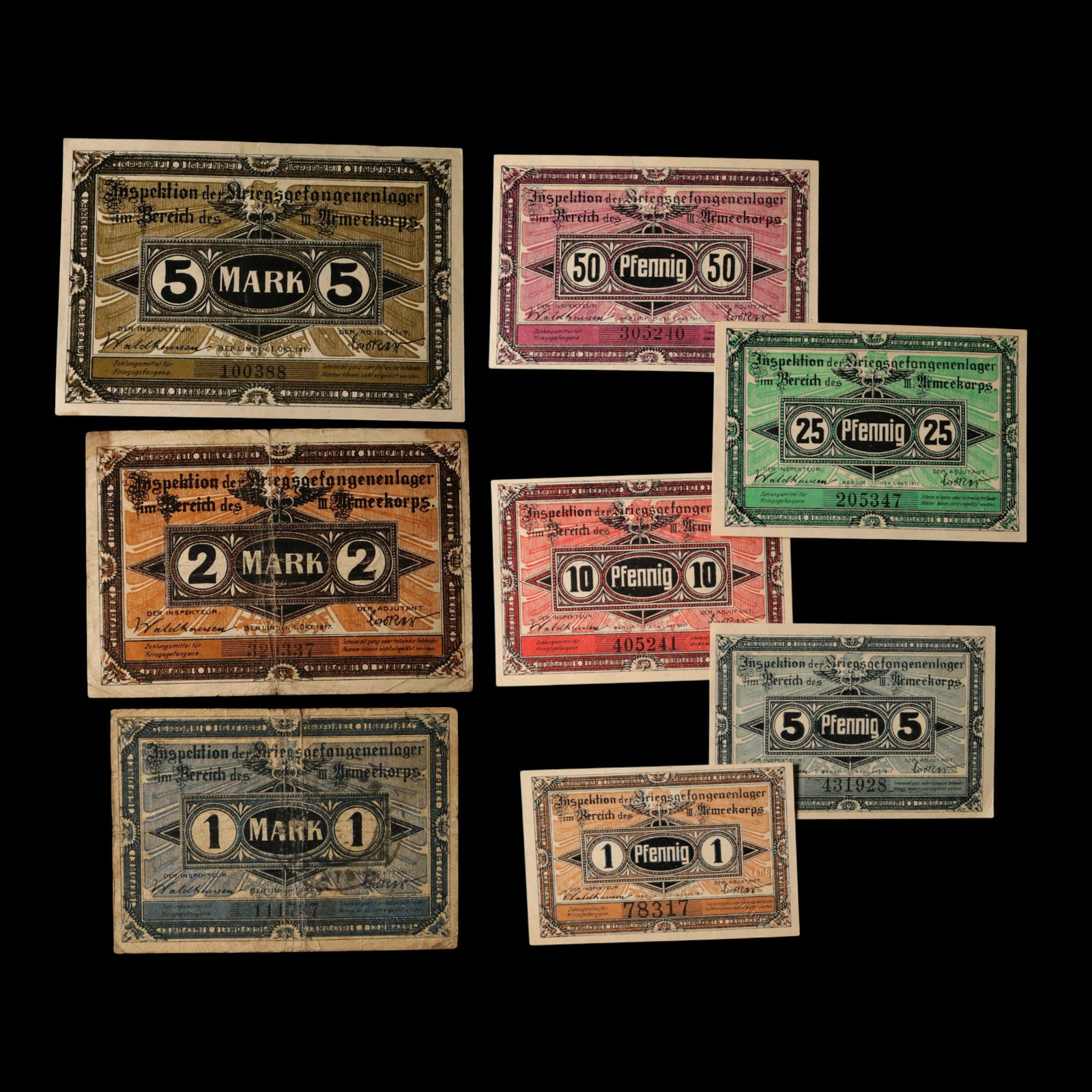 German Empire, District of Hohensalza, 5, 10 Pfennigs & 1 Mark (3 Notgeld Notes)
