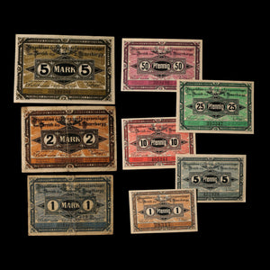 German Empire, District of Hohensalza, 5, 10 Pfennigs & 1 Mark (3 Notgeld Notes)