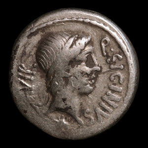 Roman Republic, Q. Sicinius, AR Denarius, Apollo (Major Greek God) - 49 BCE - Roman Republic