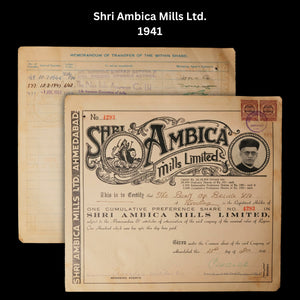 British India, Collection of Four Textile Industry Stock Certificates - 1944 to 1947 - Ahmedabad, Bombay Province