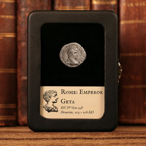 Rome, Emperor Geta, AR Denarius, Minerva (Goddess of Wisdom) - 203 to 208 CE - Roman Empire