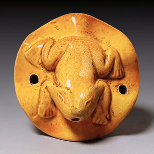 Qing Dynasty, Yellow Glazed Ceramic Water Dropper with Frog (Calligraphy Tool)