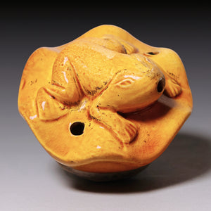 Qing Dynasty, Yellow Glazed Ceramic Water Dropper with Frog (Calligraphy Tool)