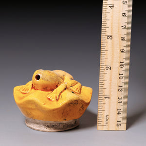 Qing Dynasty, Yellow Glazed Ceramic Water Dropper with Frog (Calligraphy Tool)