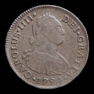Spanish Empire, Peru, King Charles IV, 2 Reales - 1794 CE - Spanish Empire