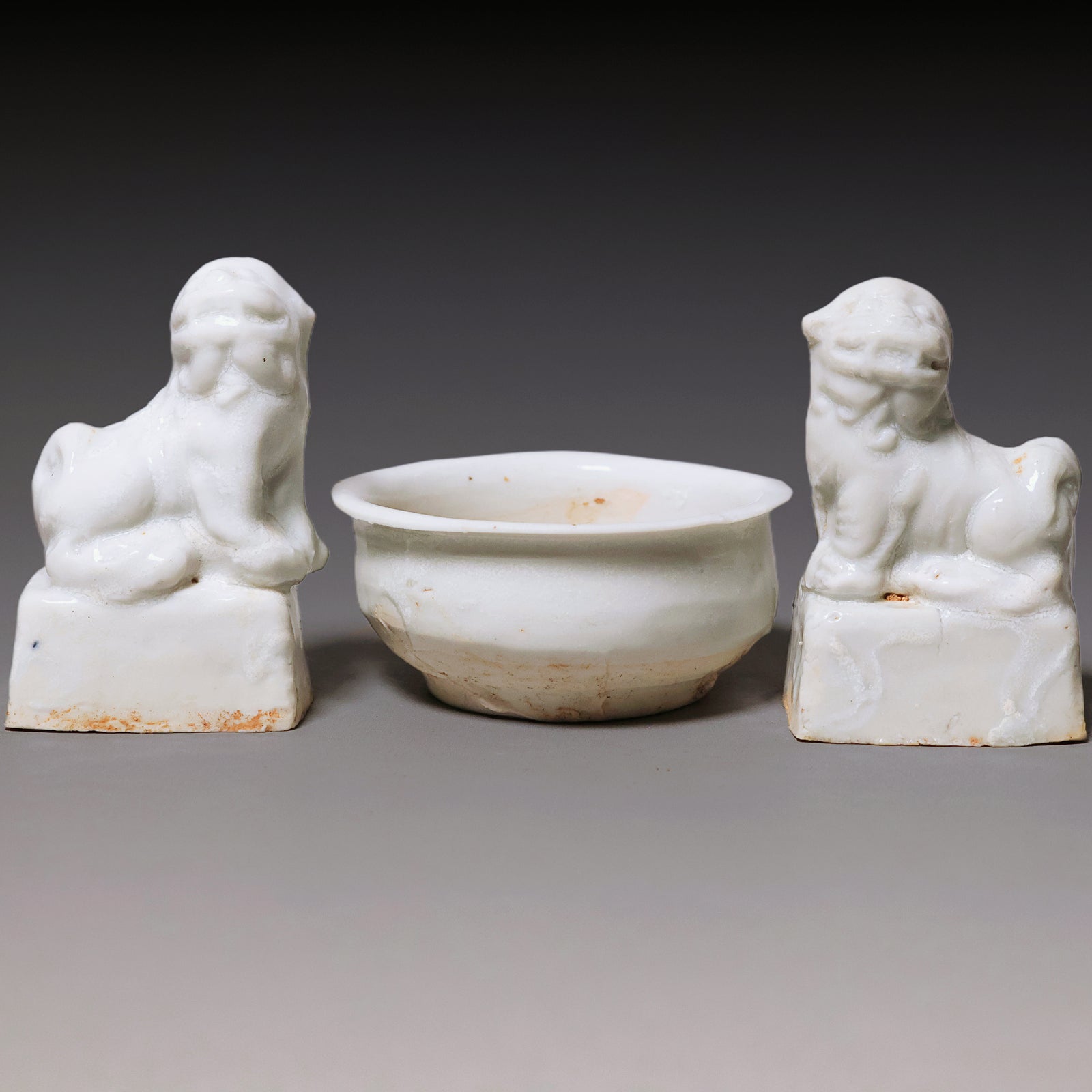 Ming Dynasty, Set of Three Miniature Incense Burners (Lions)