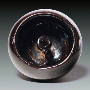 Qing Dynasty, Brown Glazed Ceramic Oil Lamp