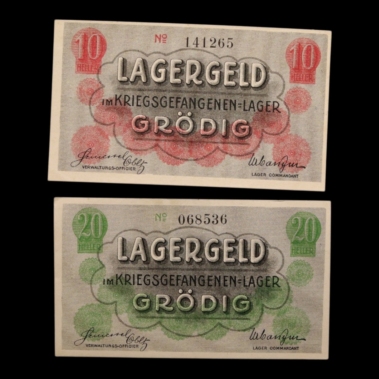 Austro-Hungarian Empire, Grödig POW Camp, 10 And 20 Hellers (2 Notes)