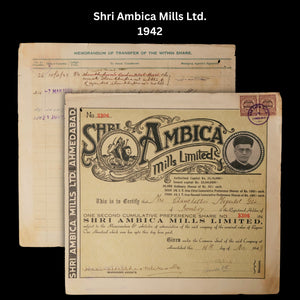 British India, Collection of Four Textile Industry Stock Certificates - 1944 to 1947 - Ahmedabad, Bombay Province