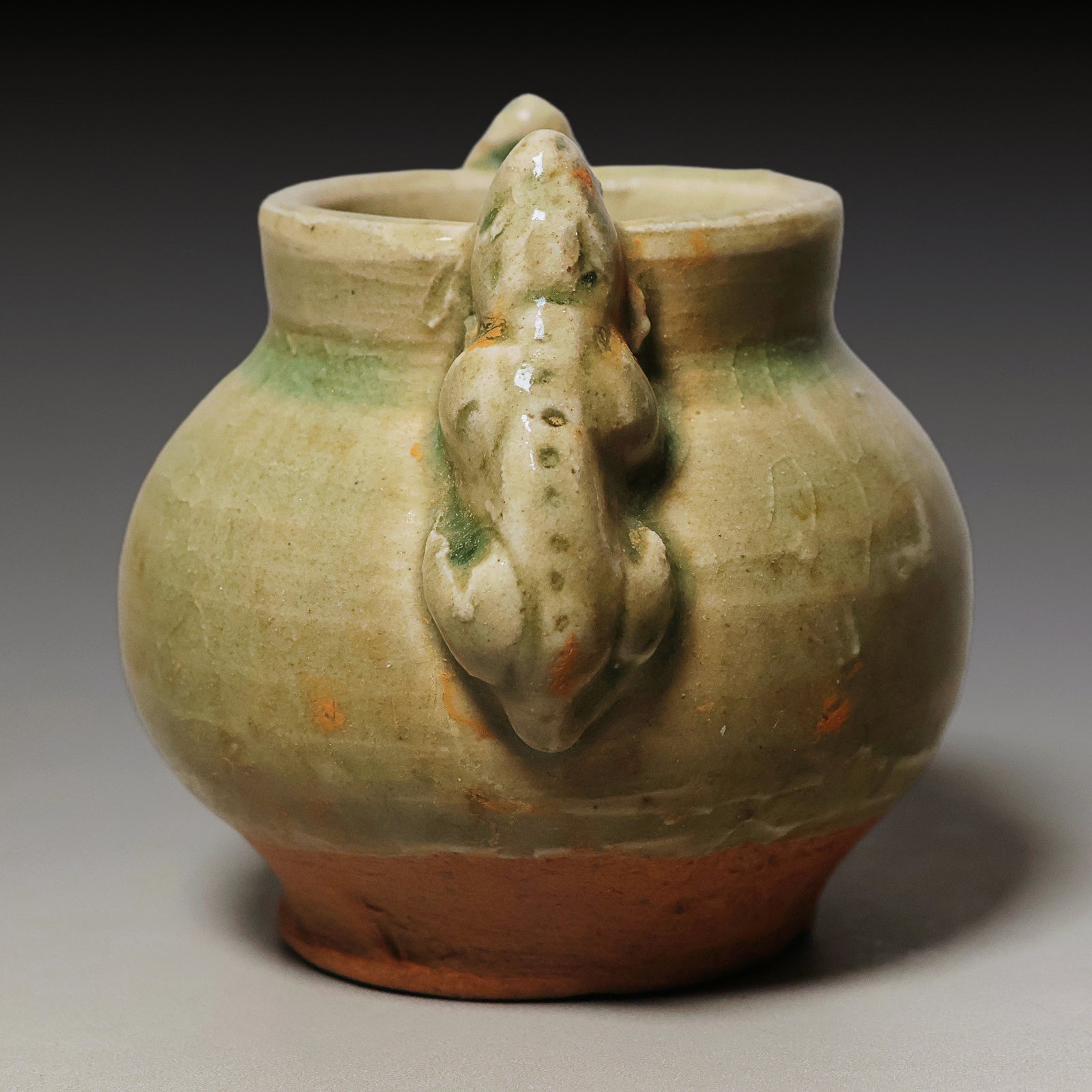 Qing Dynasty, Green Glazed Incense Burner with Dragon Handles