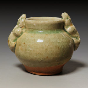 Qing Dynasty, Green Glazed Incense Burner with Dragon Handles