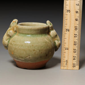 Qing Dynasty, Green Glazed Incense Burner with Dragon Handles