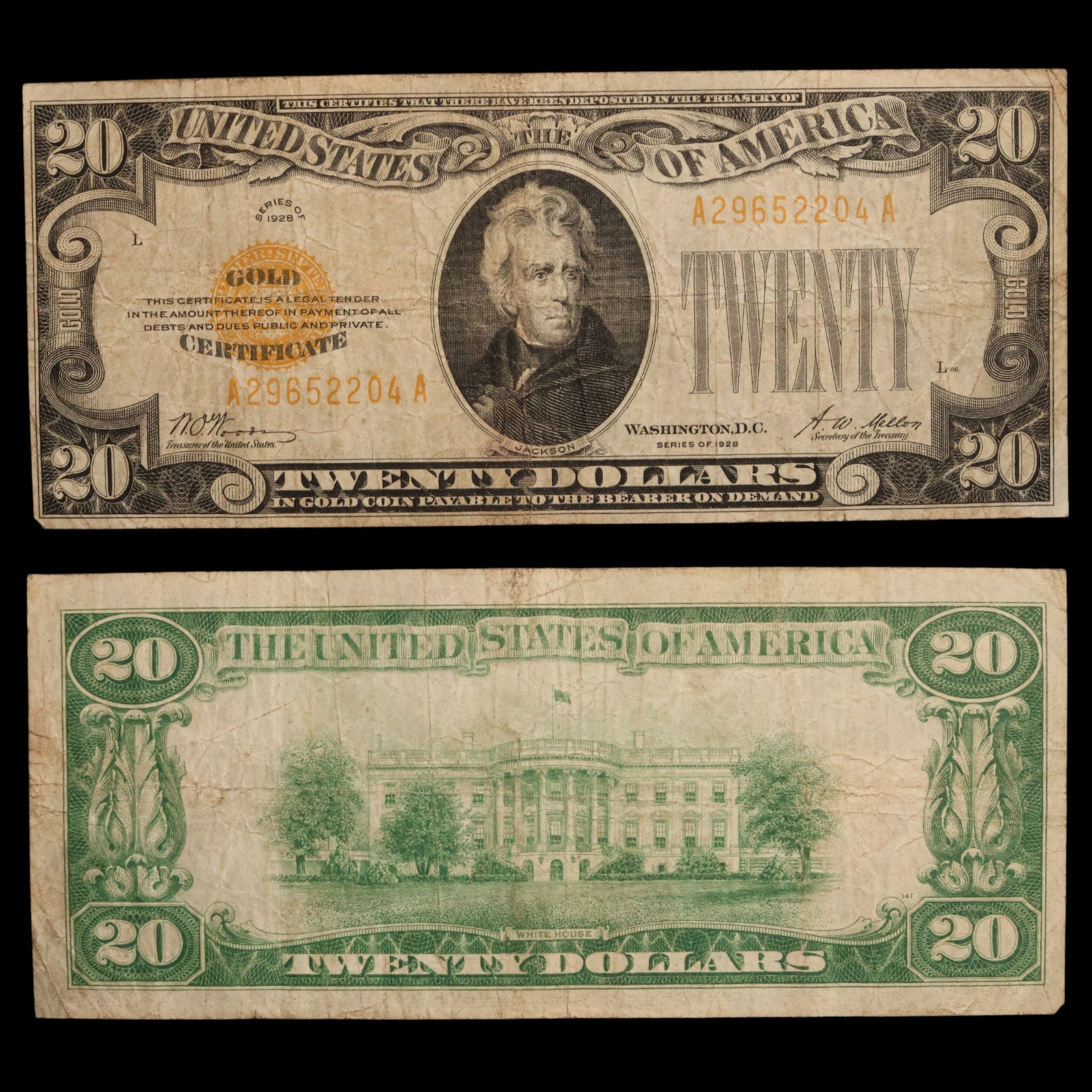 United States, Twenty Dollar Gold Certificate, Andrew Jackson - 1928 - United States of America