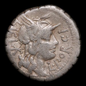 Roman Republic, Cn. D. Ahenobarbus & Others, AR Denarius Serratus, Roma (Goddess of Rome) - 118 BCE - Roman Republic