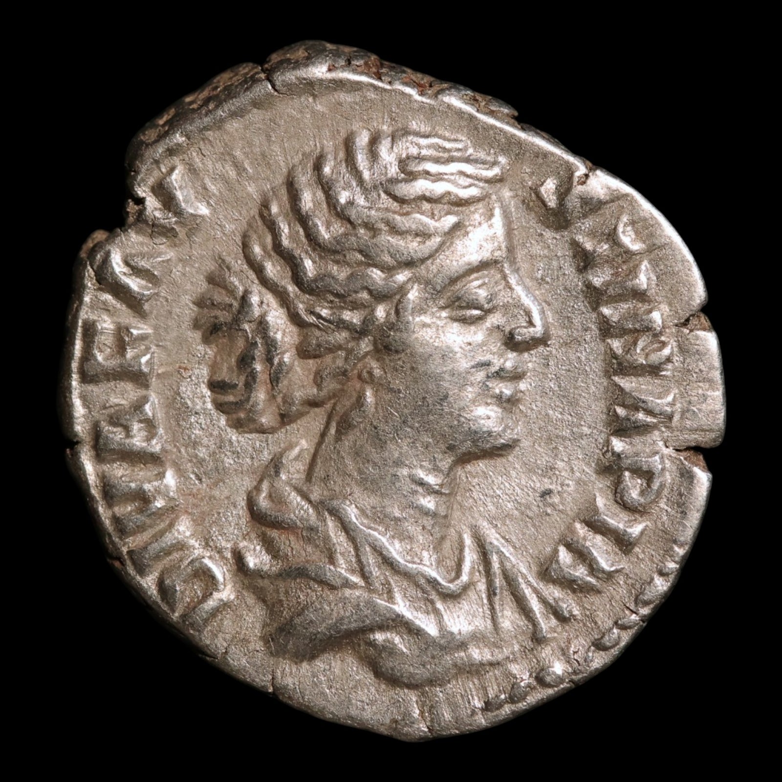 Rome, Faustina the Younger, AR Denarius, Throne Reverse - 176 to 180 CE - Roman Empire