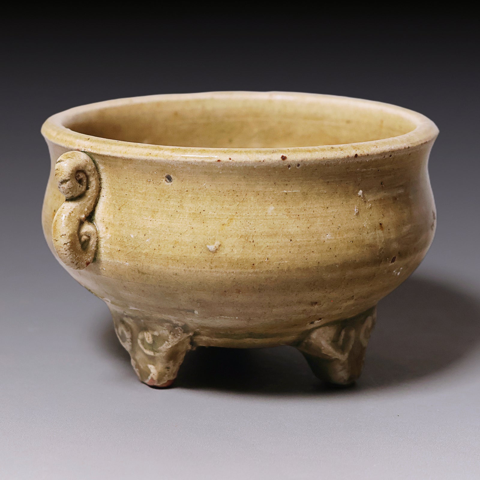Qing Dynasty, Glazed Tripod Incense Burner with Handles