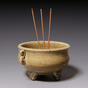 Qing Dynasty, Glazed Tripod Incense Burner with Handles