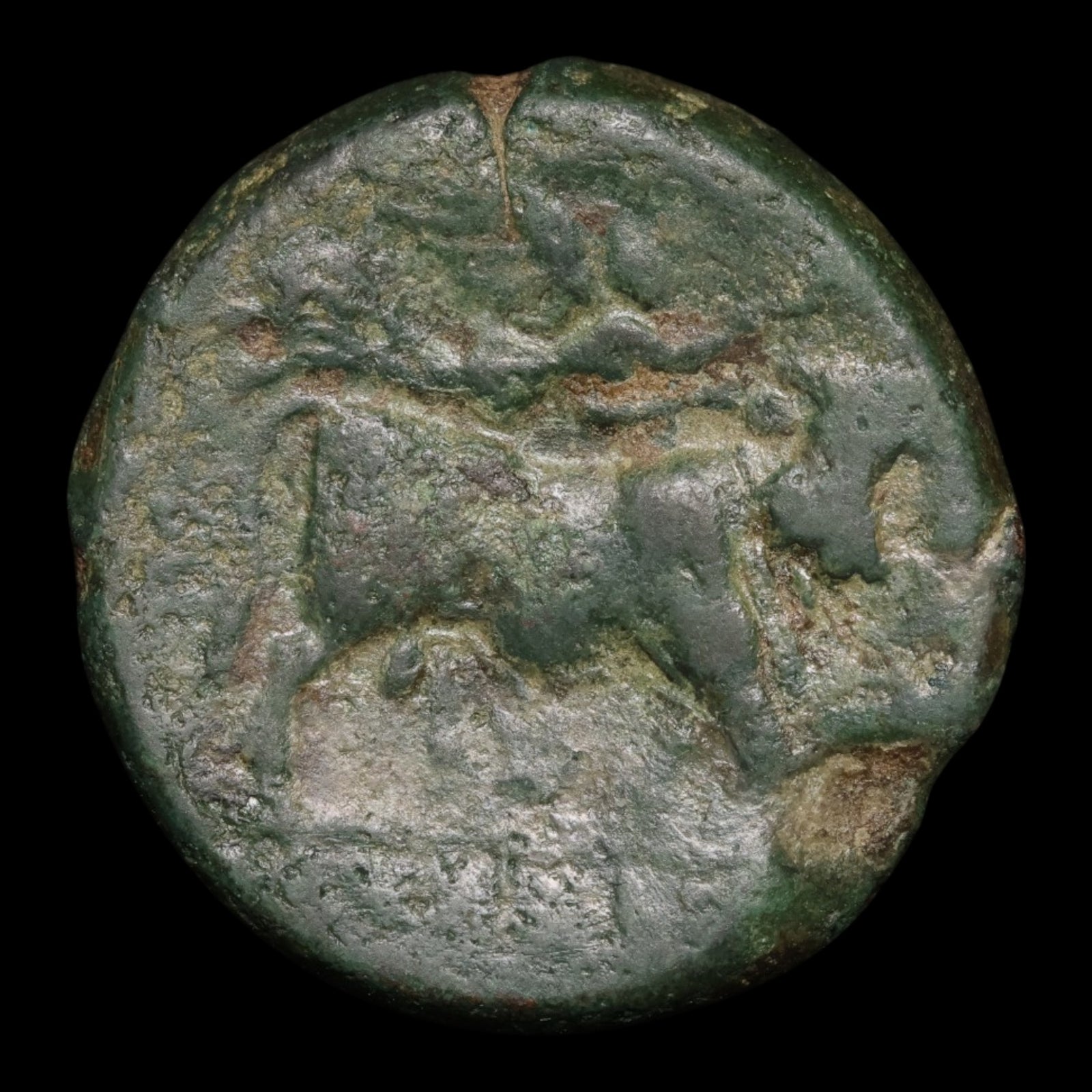Campania, City of Teanum Sidicinum, AE Obol, Apollo & Man-Headed Bull - c. 265 to 240 BCE - Greek World