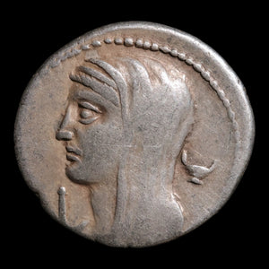 Roman Republic, L. Cassius Longinus, AR Denarius, Vesta (Goddess of Home) - 42 BCE - Roman Republic