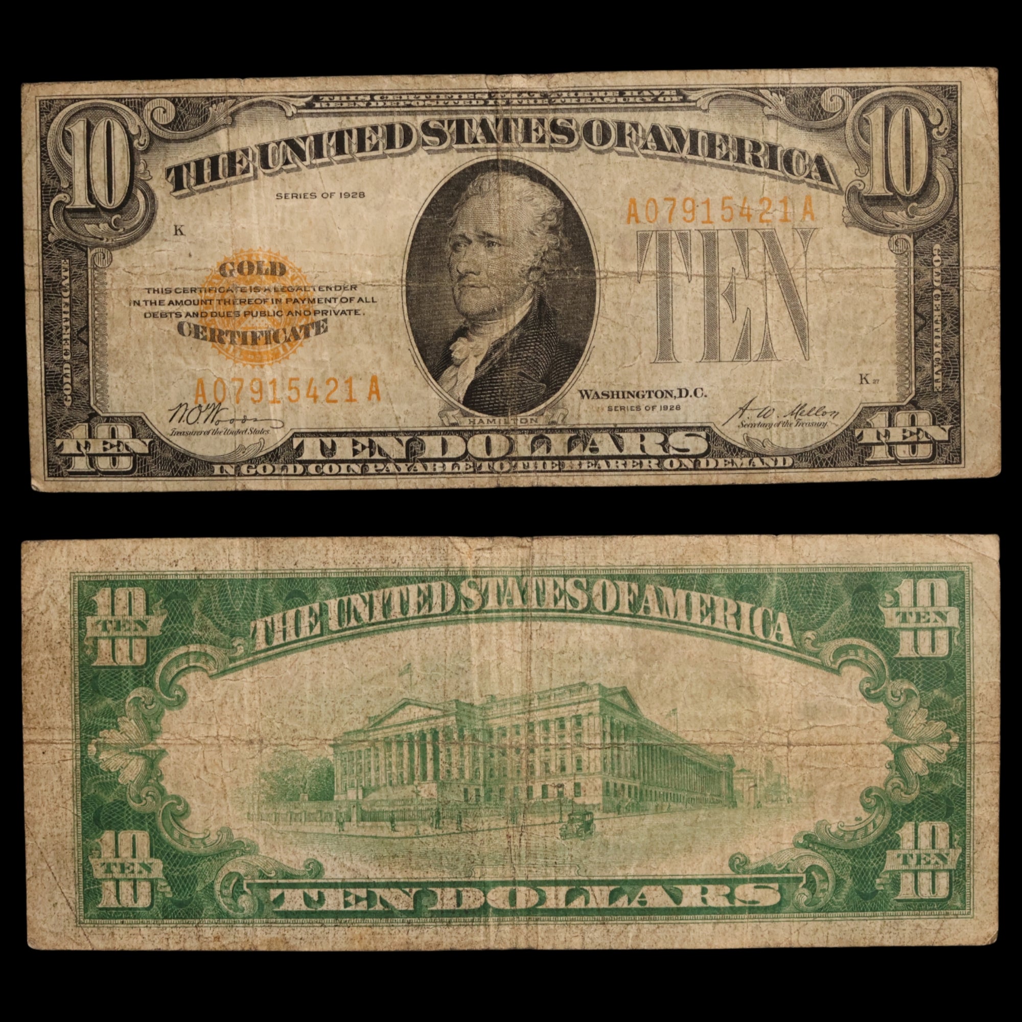 United States, Ten Dollar Gold Certificate, Alexander Hamilton - 1928 - United States of America