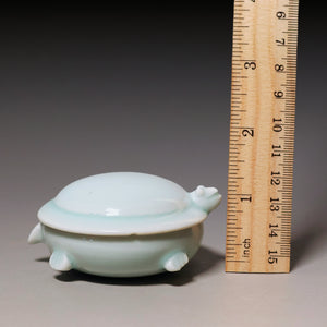 Ming Dynasty, Turtle Shaped Lidded Ceramic Box, Light Blue Glaze