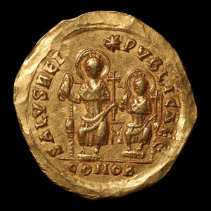 Rome, Emperor Theodosius II, Gold Solidus, Emperor with Valentinian III on Reverse - 425 to 429 CE - Roman Empire