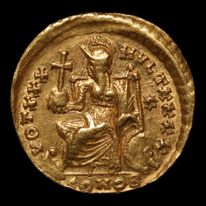 Rome, Emperor Theodosius II, Gold Solidus, Constantinopolis (Deity of Constantinople) - 430 to 440 CE - Roman Empire