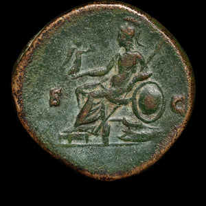 Rome, Emperor Antoninus Pius, AE Sestertius, Roma (Goddess of Rome) - 145 to 161 CE - Roman Empire