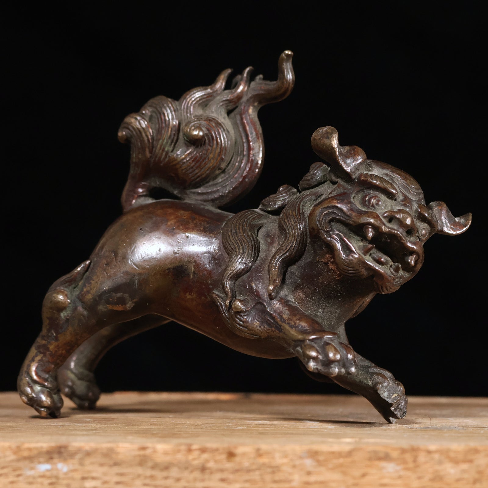 China, Qing Dynasty, Cast Bronze Guardian Lion Figurine - c. 1800s CE - Imperial China