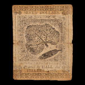 The United States (Thirteen American Colonies), Continental Currency, $7 Note - September 26, 1778 - American Revolution