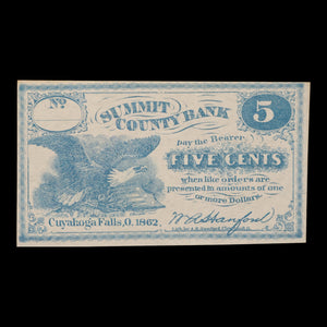 Summit County Bank, Cuyahoga Falls Ohio, 5¢ Banknote - 1862 - United States of America