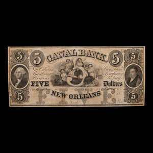 Canal Bank, New Orleans, Louisiana, $5 Banknote - c. 1850s - United States of America