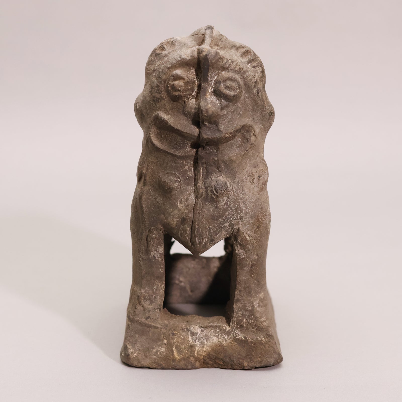 China, Qing Dynasty, Guardian Lion Candle Stand (Molded Pottery) - c. 1700s CE - Imperial China