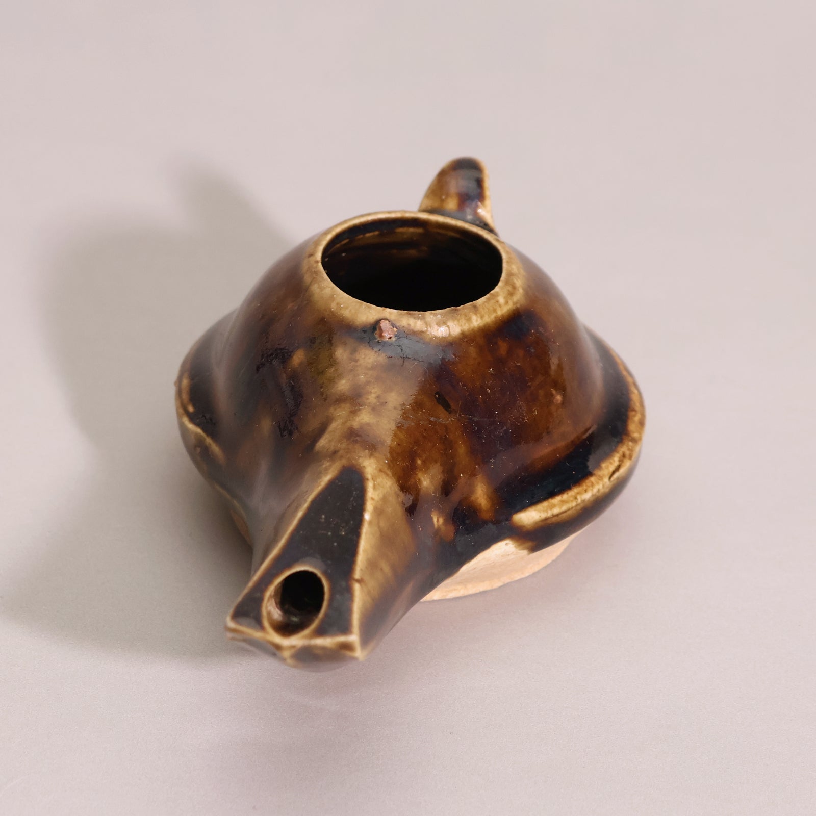 China, Qing Dynasty or Early Republic, Earthenware Oil Lamp with Black Glaze - c. 1850 to 1920 CE - Qing or Early Republic of China