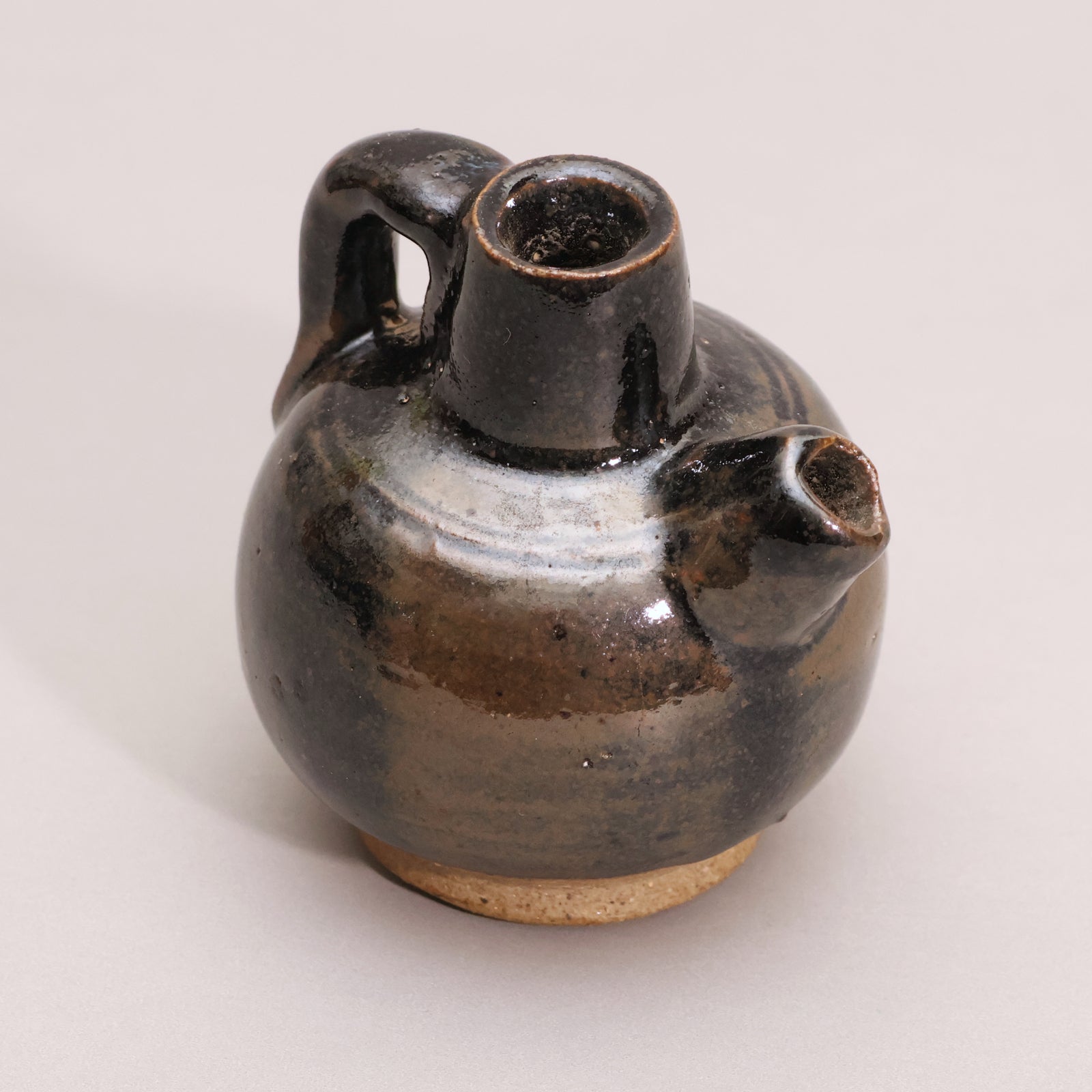 China, Qing Dynasty or Early Republic, Earthenware Oil Lamp with Black Glaze - c. 1850 to 1920 CE - Qing or Early Republic of China