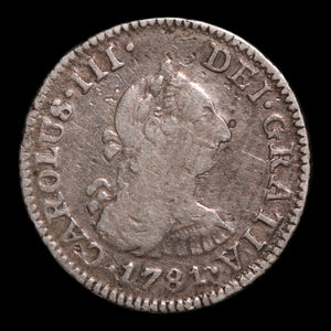Spanish Empire, King Charles III, AR ½ Real - 1781 CE - Spanish Empire
